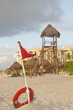 Lifeguard Tower and Dangerous Tide Warning Lifeguard Tower and Dangerous Tide Warning