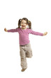 portrait of girl with open arms, isolated on white background