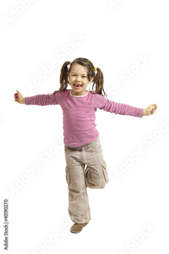 Photo: portrait of girl with open arms, isolated on white background portrait of girl with open arms, isolated on white background
