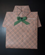 Gift wrapping as a shirt.
