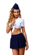 Woman retro style with stewardess cap