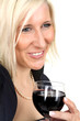 junge Frau mit Rotweinglas