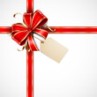 Vector: Red and gold vector gift bow with a blank tag and ribbons Red and gold vector gift bow with a blank tag and ribbons