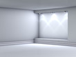 3d empty niche with spotlights for exhibit in the grey interior