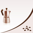 Background with coffee-maker and coffee beans Background with coffee-maker and coffee beans