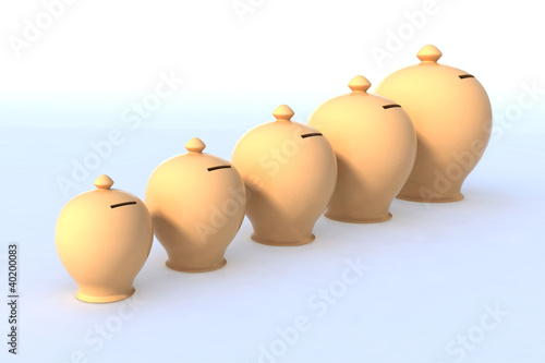 Illustration: five money box five money box
