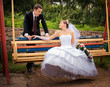 Photo: Bride and groom look at each other Bride and groom look at each other