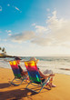 Happy Romantic Couple Enjoying Beautiful Sunset at the Beach