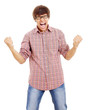 Guy shouts of joy