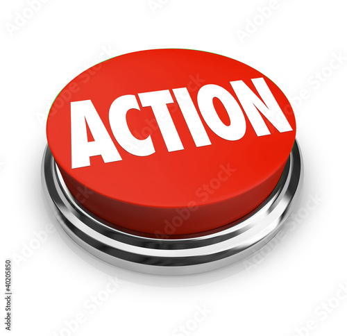 Illustration: Action Word on Red Round Button Be Proactive Action Word on Red Round Button Be Proactive