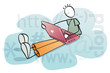 funny man working in the cloud