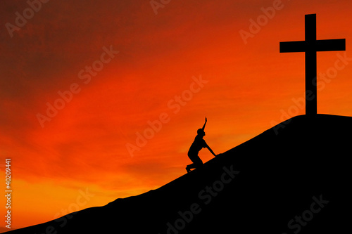 Illustration: Silhouette of man with the Cross Silhouette of man with the Cross