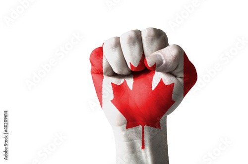 Photo: Fist painted in colors of canada flag Fist painted in colors of canada flag