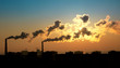 Exhaust smoke / Air pollution / Sunrise / Silhuette