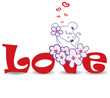 Mouse with flowers on the red word 