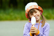 winking girl with ice cream
