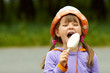 girl bitten by ice cream
