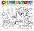 Coloring book dinosaur excavator