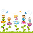 Happy kids in garden