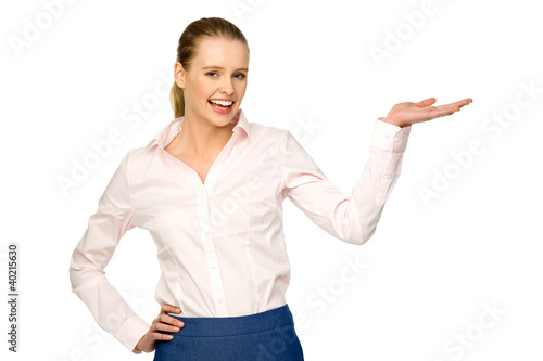 Photo: Businesswoman presenting something Businesswoman presenting something