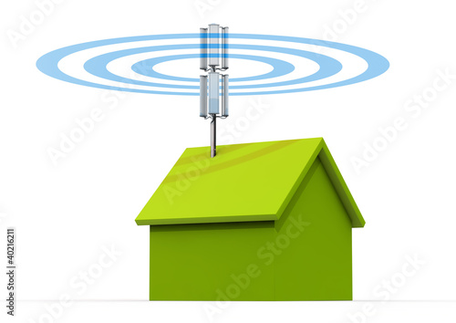 Illustration: mobilfunkmast_funkwellen_haus_miniatur_01 mobilfunkmast_funkwellen_haus_miniatur_01