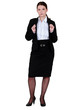 Young woman wearing black suit