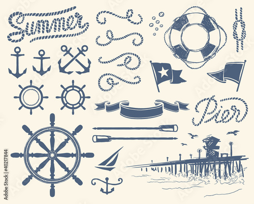 Vector: Vintage nautical set Vintage nautical set