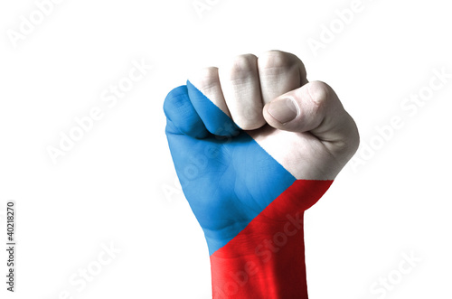 Photo: Fist painted in colors of czech flag Fist painted in colors of czech flag