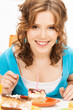 lovely housewife with cake and candle lovely housewife with cake and candle