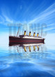 Titanic ship with text in calm waters Titanic ship with text in calm waters