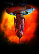Illustration: Large spaceship or docking station with colourful nebula behind Large spaceship or docking station with colourful nebula behind