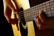 Closeup view of playing classic spanish guitar