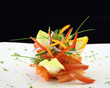 Gourmet dish. Smoked salmon with vegetables Gourmet dish. Smoked salmon with vegetables