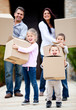 canvas print picture - Family moving home