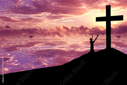 Photo: Silhouette of a man Praising Jesus Silhouette of a man Praising Jesus