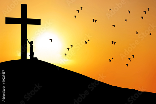 Photo: Man worship the cross Man worship the cross