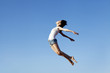 Woman flying with copy space