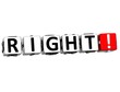 3D Right Block Cube text