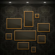 Golden frames on the wall.