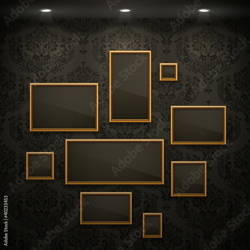 Vector: Golden frames on the wall. Golden frames on the wall.