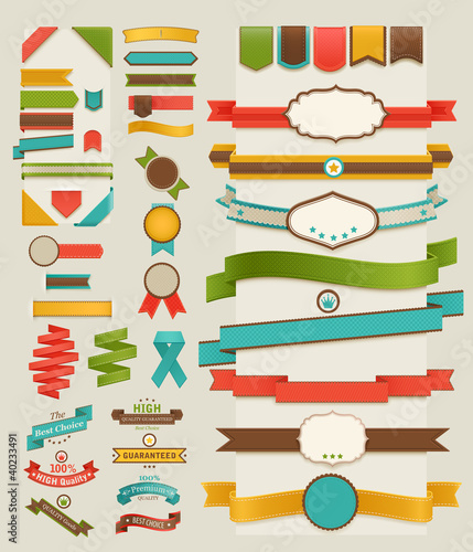 Vetor: Set of retro ribbons and labels Set of retro ribbons and labels