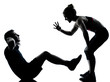 Foto: one couple man woman exercising workout fitness one couple man woman exercising workout fitness