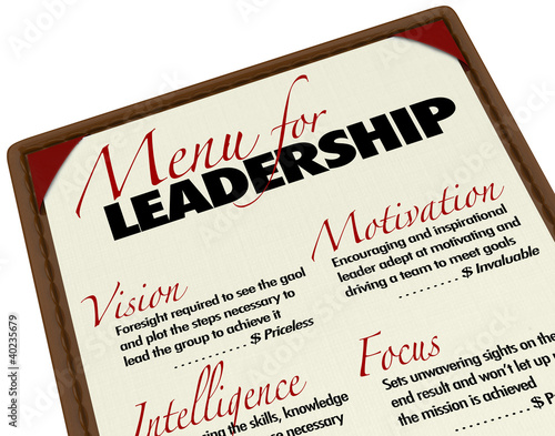 Illustration: Menu for Leadership Qualities Desirable in Manager Leader Menu for Leadership Qualities Desirable in Manager Leader
