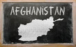 outline map of afghanistan on blackboard