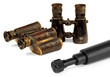 Two pair of binoculars and telescopes