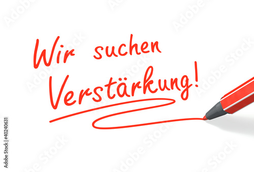 Illustration: Wir suchen Verstärkung! rot Wir suchen Verstärkung! rot