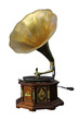 Old bronze Phonograph over white background. Isolated