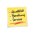 Illustration: Notizzettel gelb Qualität Beratung Service Notizzettel gelb Qualität Beratung Service