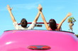 Freedom - happy free couple in car