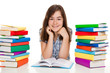 Girl learning isolated on white background